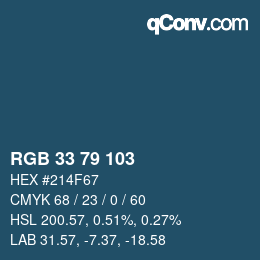 カラーコード: RGB 33 79 103 | qconv.com