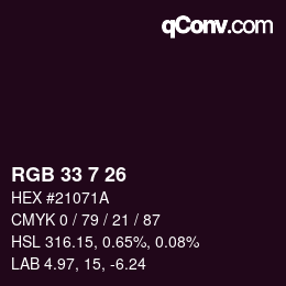 Color code: RGB 33 7 26 | qconv.com