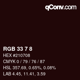 Color code: RGB 33 7 8 | qconv.com