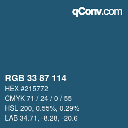 颜色代码: RGBA 33 87 114 1 | qconv.com
