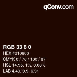 Color code: RGB 33 8 0 | qconv.com