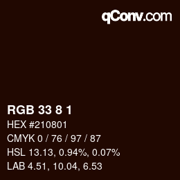 Farbcode: RGB 33 8 1 | qconv.com