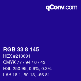 Color code: RGB 33 8 145 | qconv.com