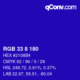 Color code: RGB 33 8 180 | qconv.com