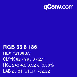 Color code: RGB 33 8 186 | qconv.com