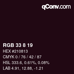 Color code: RGB 33 8 19 | qconv.com
