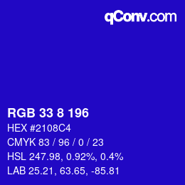 Color code: RGB 33 8 196 | qconv.com