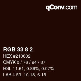 Color code: RGB 33 8 2 | qconv.com