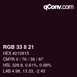 Color code: RGB 33 8 21 | qconv.com