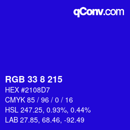 Color code: RGB 33 8 215 | qconv.com