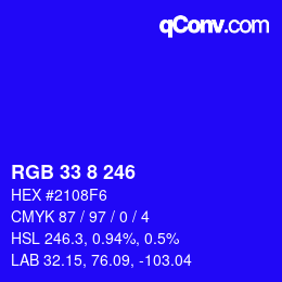 Color code: RGB 33 8 246 | qconv.com