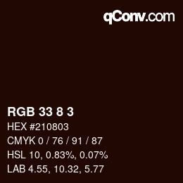 Color code: RGB 33 8 3 | qconv.com