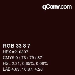 Color code: RGB 33 8 7 | qconv.com