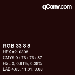 Farbcode: RGB 33 8 8 | qconv.com
