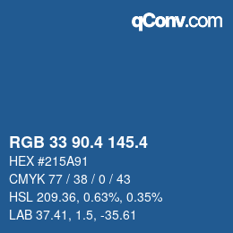 カラーコード: RGB 33 90.4 145.4 | qconv.com
