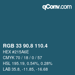 カラーコード: RGB 33 90.8 110.4 | qconv.com