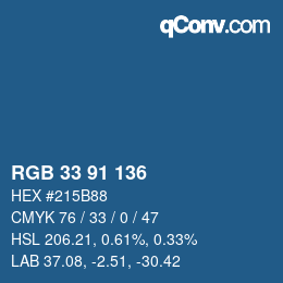 Color code: RGB 33 91 136 | qconv.com