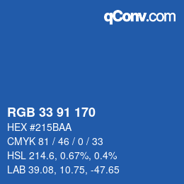 Color code: RGB 33 91 170 | qconv.com