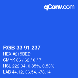 Color code: RGB 33 91 237 | qconv.com