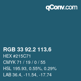 カラーコード: RGB 33 92.2 113.6 | qconv.com