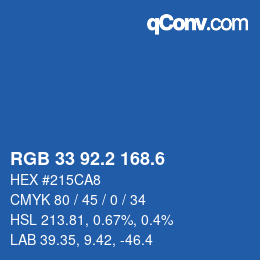 カラーコード: RGB 33 92.2 168.6 | qconv.com