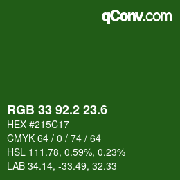 カラーコード: RGB 33 92.2 23.6 | qconv.com