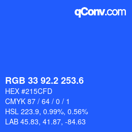 カラーコード: RGB 33 92.2 253.6 | qconv.com