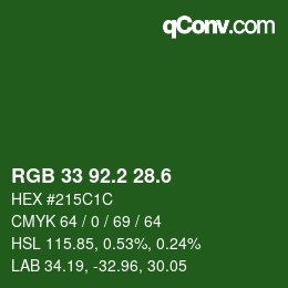 カラーコード: RGB 33 92.2 28.6 | qconv.com