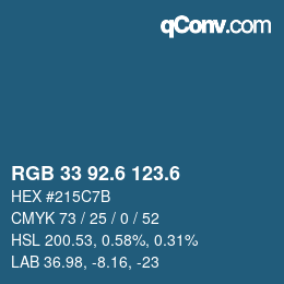 カラーコード: RGB 33 92.6 123.6 | qconv.com