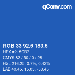 カラーコード: RGB 33 92.6 183.6 | qconv.com