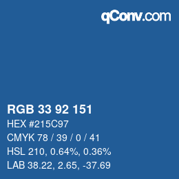 Color code: RGB 33 92 151 | qconv.com