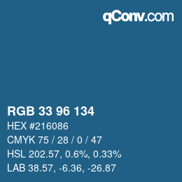 Color code: RGB 33 96 134 | qconv.com
