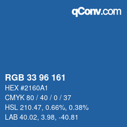 Color code: RGB 33 96 161 | qconv.com