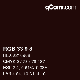 Color code: RGB 33 9 8 | qconv.com