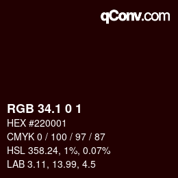Color code: RGB 34.1 0 1 | qconv.com