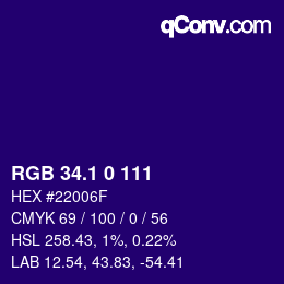 カラーコード: RGB 34.1 0 111 | qconv.com