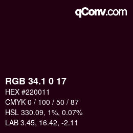 Color code: RGB 34.1 0 17 | qconv.com