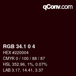カラーコード: RGB 34.1 0 4 | qconv.com