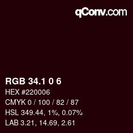 Color code: RGB 34.1 0 6 | qconv.com