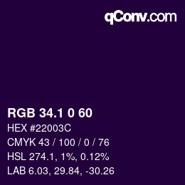 カラーコード: RGB 34.1 0 60 | qconv.com