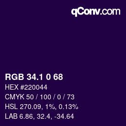 カラーコード: RGB 34.1 0 68 | qconv.com