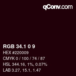 カラーコード: RGB 34.1 0 9 | qconv.com