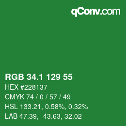 カラーコード: RGB 34.1 129 55 | qconv.com
