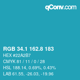 カラーコード: RGB 34.1 162.8 183 | qconv.com
