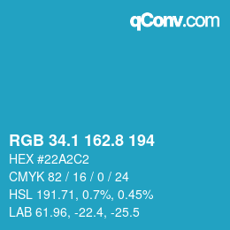 Color code: RGB 34.1 162.8 194 | qconv.com