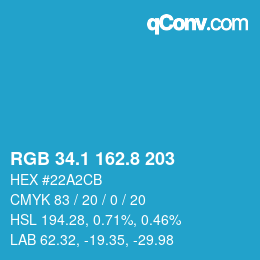 Color code: RGB 34.1 162.8 203 | qconv.com