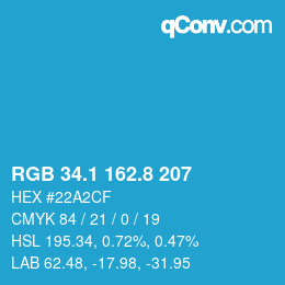 Color code: RGB 34.1 162.8 207 | qconv.com