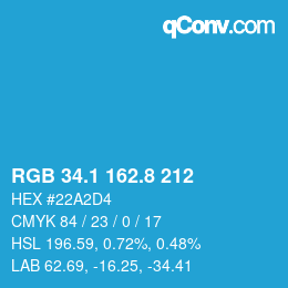 Color code: RGB 34.1 162.8 212 | qconv.com