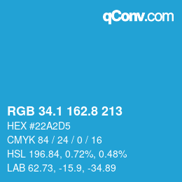 Color code: RGB 34.1 162.8 213 | qconv.com