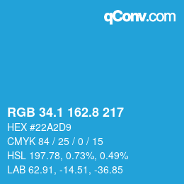 Color code: RGB 34.1 162.8 217 | qconv.com